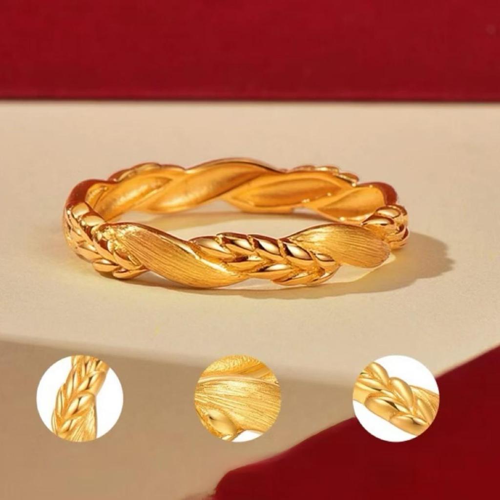 Golden Olive Branch Wheat Ear Open Ring - Light Luxury Fashion Gift