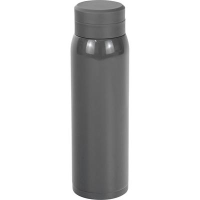Botella de agua Wahei Freiz, tipo taza, 500 ml, gris, con tapón de rosca, con aislamiento al vacío, térmica y fría, RH-1669