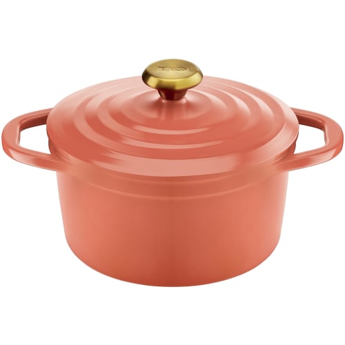 T-fal Castline Air Cocotte, Terracotta, 24cm, double-handled pot for waterless cooking. Lightweight and easy to use despite being cast iron. Compatibl