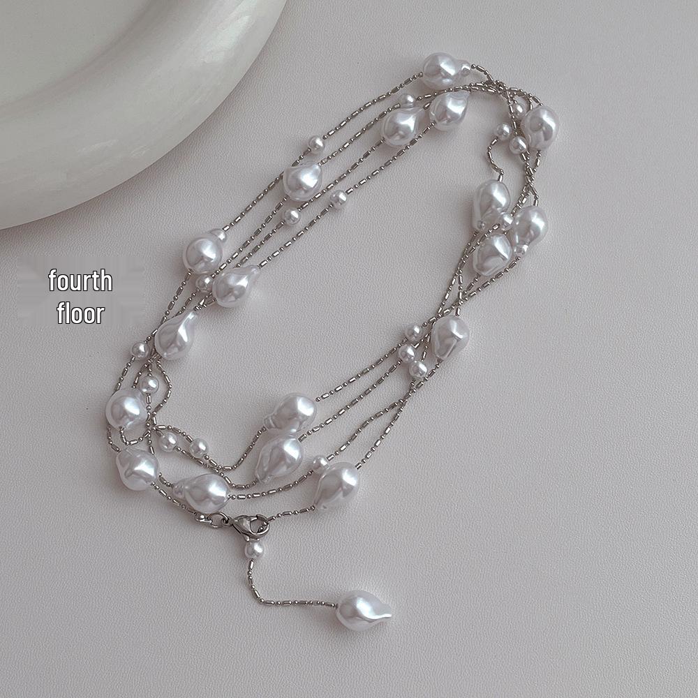 Elegant Baroque Pearl Long Necklace – Versatile, Light Luxury Clavicle Chain for Women