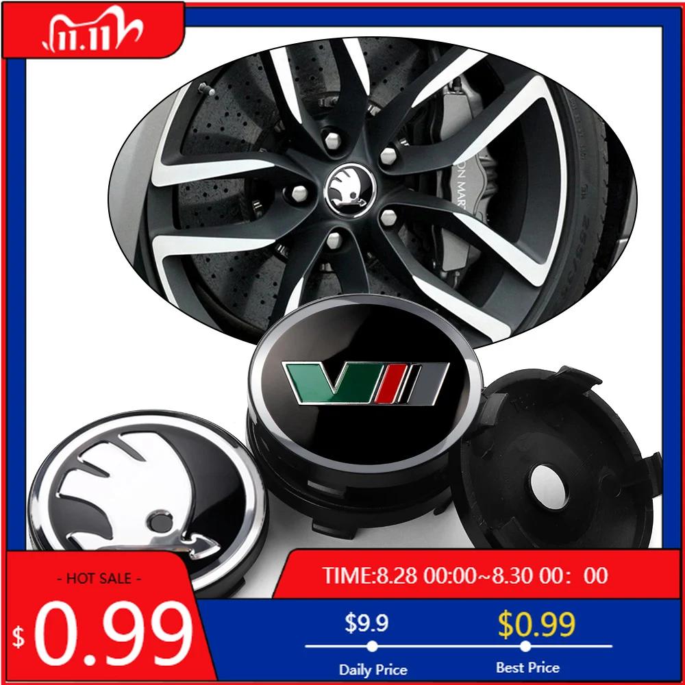 Car Sticker 4pcs 56/60mm Car Wheel Center Cover Hub Cap Badge Replacement Sticker for Skoda VRS VII Rapid Fabia Octavia A7 Yeti