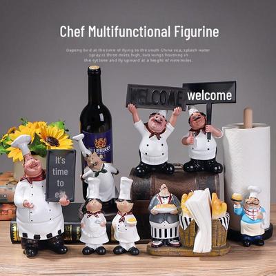 European Chef Wine Rack & Paper Towel Holder with Message Board - Stylish Kitchen, Café, Bar Décor