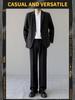 Korean Trendy Black Suit Set for Men: Stylish, Handsome, Slightly Mature Formal Wear