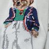 2025 R.L Wool Blend Cartoon Bear Round Neck Sweater - Women's Autumn/Winter Versatile Embroidered Style