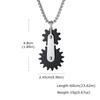 Punk Double Gear Pendant Necklace for Men, Stainless Steel Silver Plated Chain Charm Mechanical Jewelry Gift