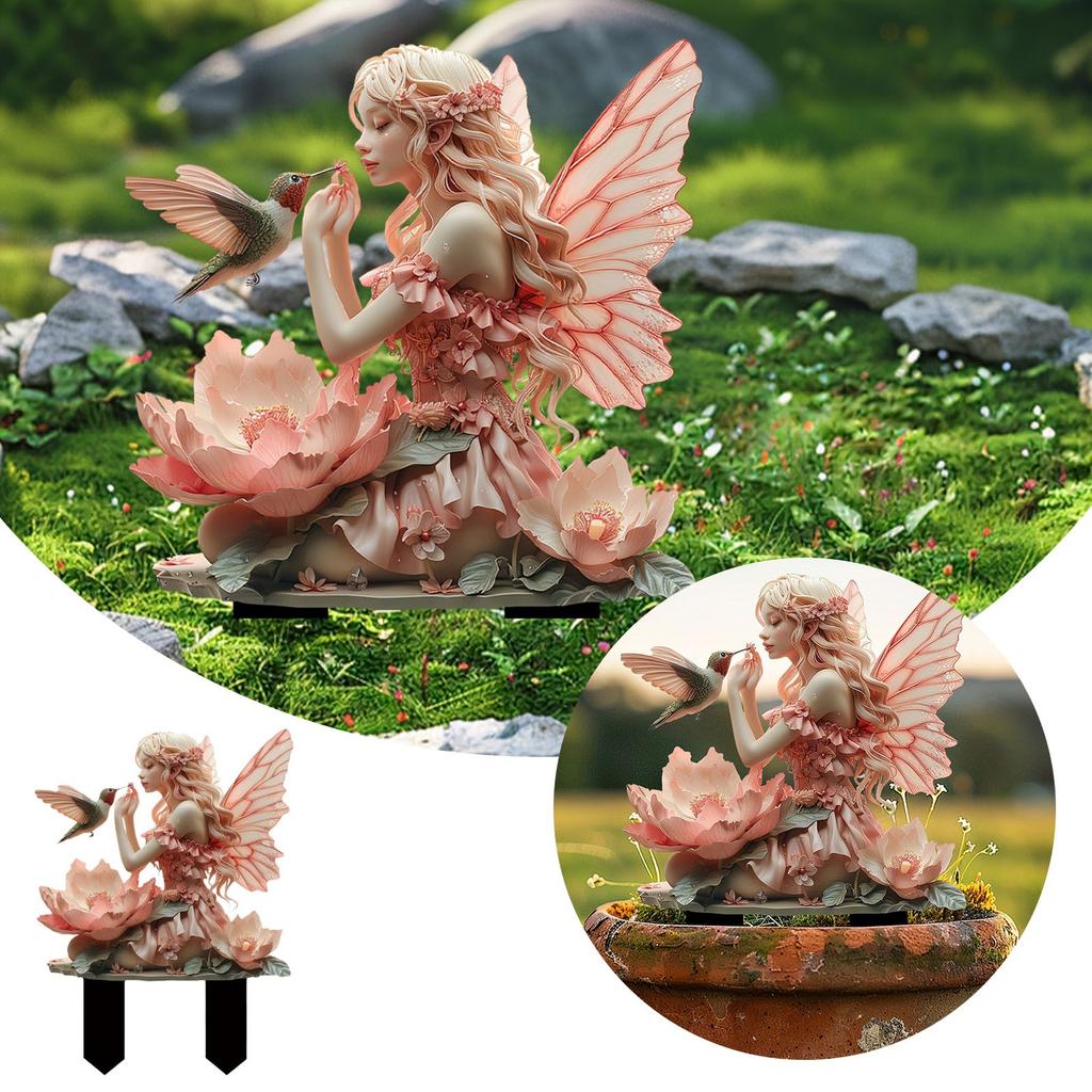 Bohemian Fairy Flower Pot Decoration Fairy Garden Planter Accessories 2D Fairy Planter Flower Pots Puns for Markers
