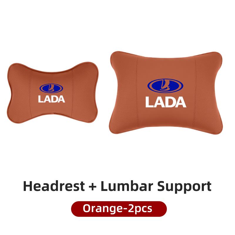 Leather Car Headrest Lumbar Support Backrest Neck Pillow Accessories For Lada Priora Sedan Sport Kalina Granta Vesta Niva Largus