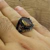 Retro Handmade Turkish Signet Rings For Men Ancient Copper Color Carved Scorpion Animal Rings Yellow Zircon Inlay Muslim Rings