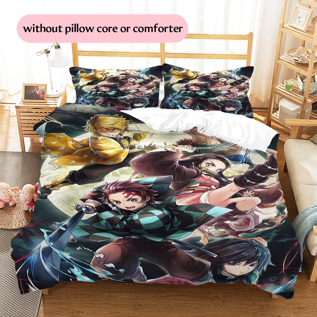 Demon Slayer Colorful Art Bedding Set Duvet Cover Pillowcase No Filler, Soft Home Bedroom Decor, Perfect Gift for Fans.chl