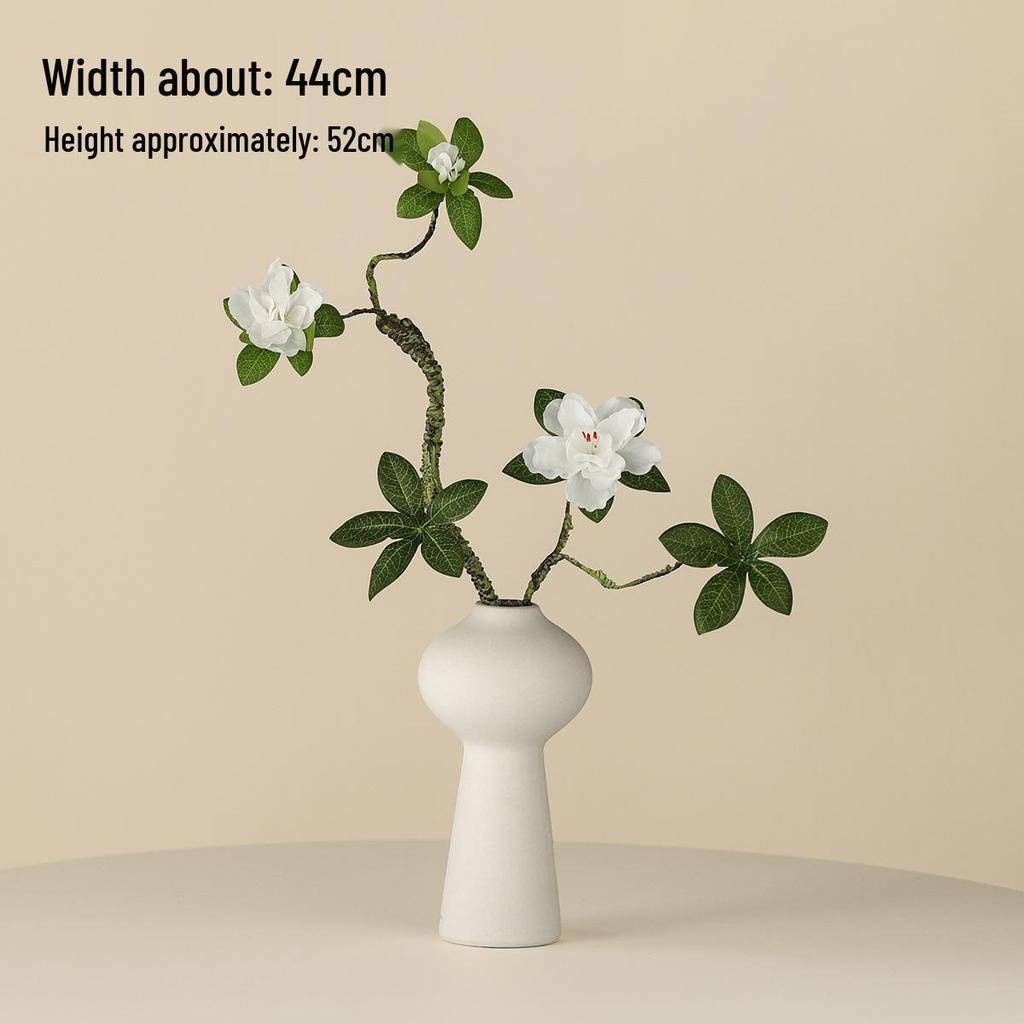 Minimalist Zen Azalea Arrangement: High-End Artificial Potted Plant for Living Room Decor