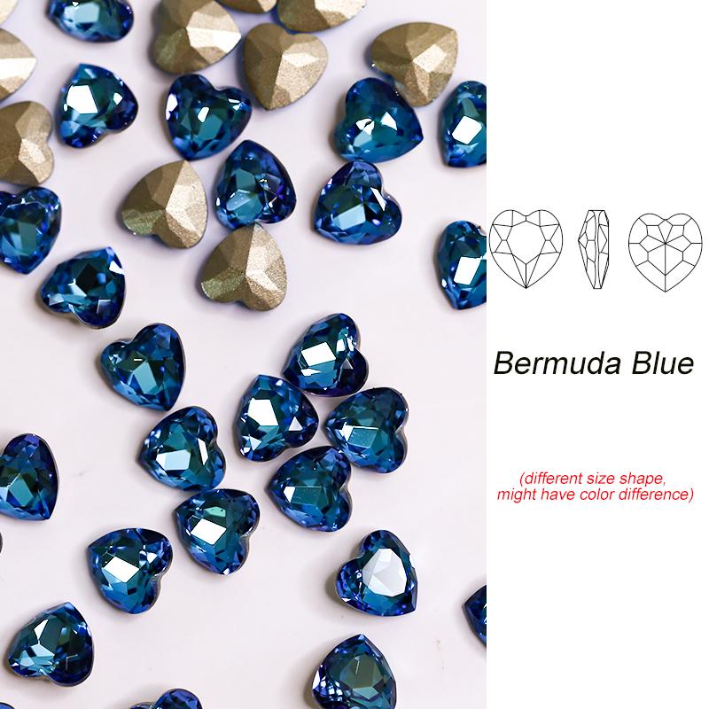 Paso Sico Heart Shaped Point Back Rhinestones Pink MO Loose Crystal Beads Garment Shoes Diy Nail Art Accessories