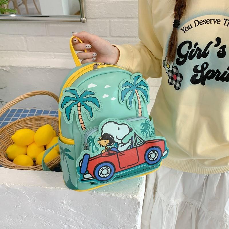 With Backpack Green Spliced Pu Material And Zipper Closure Travel For