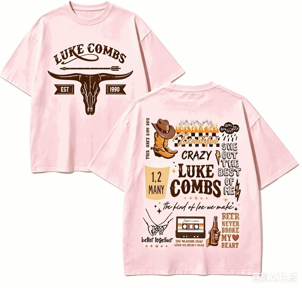Luke Combs Für Fan Geschenk T-Shirt Unisex Unisex Harajuku Oversized Unisex Kurzarm Streetwear Hohe Qualität Paare Bequem Weich