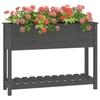 Planter with Shelf Gray 111.5 x 34.5 x 81 cm Solid Pine Wood