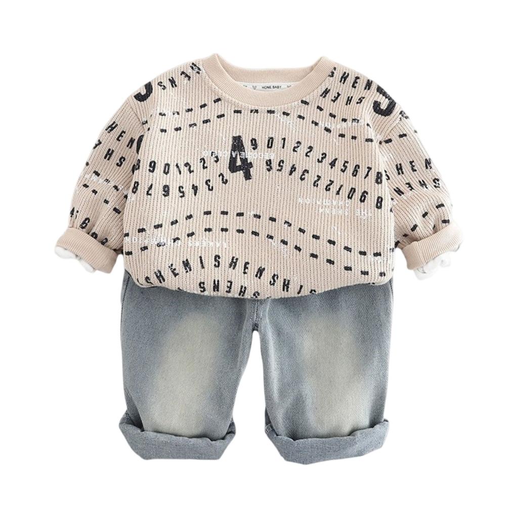 Kids Casual Long-Sleeve Set, Comfortable Daily Wear Outfits
