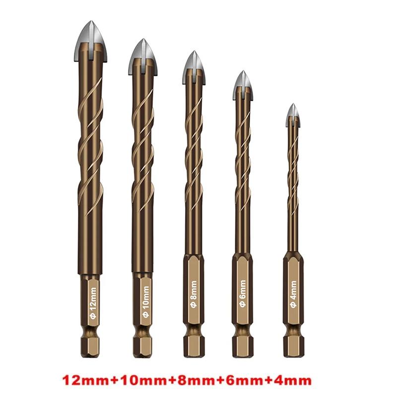 Cross Drill Bit Set Carbide Tip for Glass Ceramic Tiles Concrete Stone Metal Drilling High Hardness