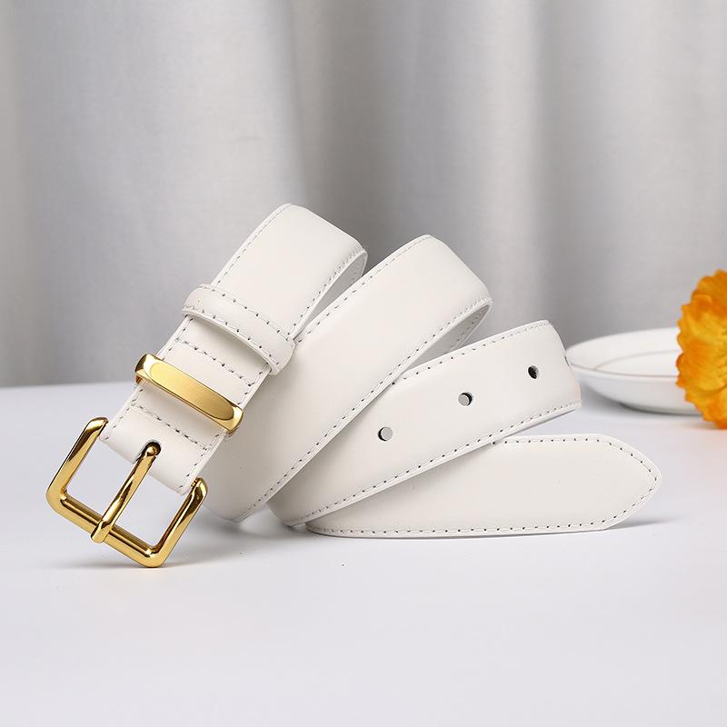 Fashion Simple And Versatile Trend Leather First Layer Cowhide Belt Women'S Light Luxury Style High-End Casual Pants Belt Women'S