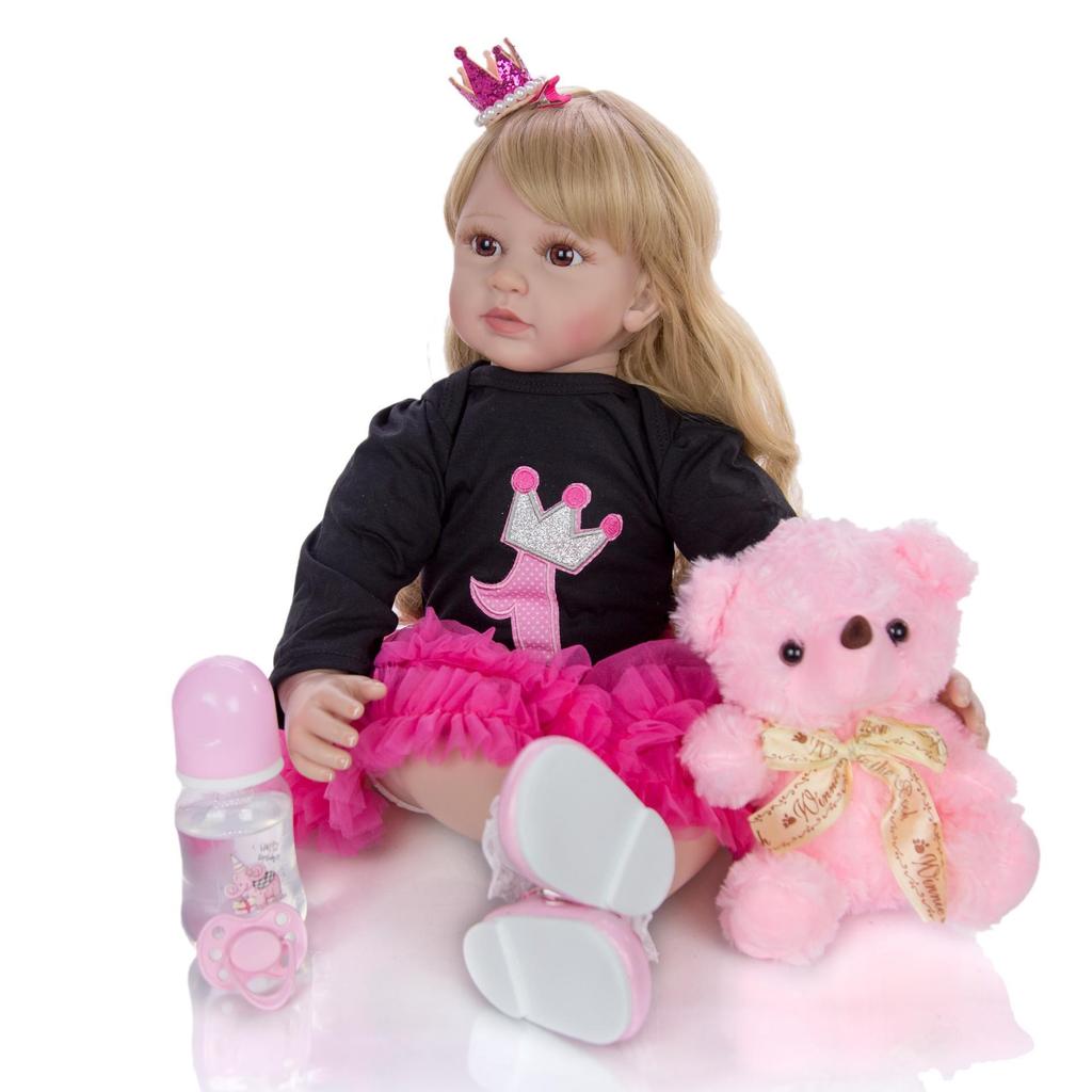 60 cm Silikon Reborn Babydukke Leker 24 Tommer Levende Prinsessedukker Babyer Klutkropp KEIUMI Jente Bursdagsgave Kle opp Leke Bonecas