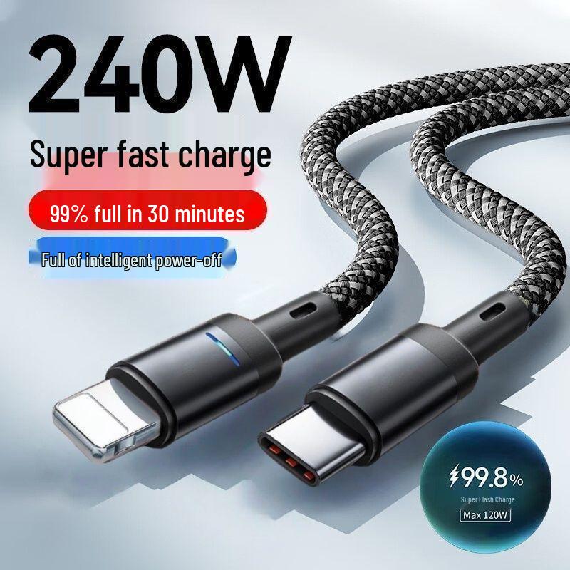 LED Data Cable with USB-C Fast Charging for Huawei, OPPO, Xiaomi, Android, Apple, and Car Chargers
