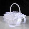 Elegant Crystal Pearls Tassels Basket For Wedding Party Decorations Handcrafted Floral Container With Silk Fabric