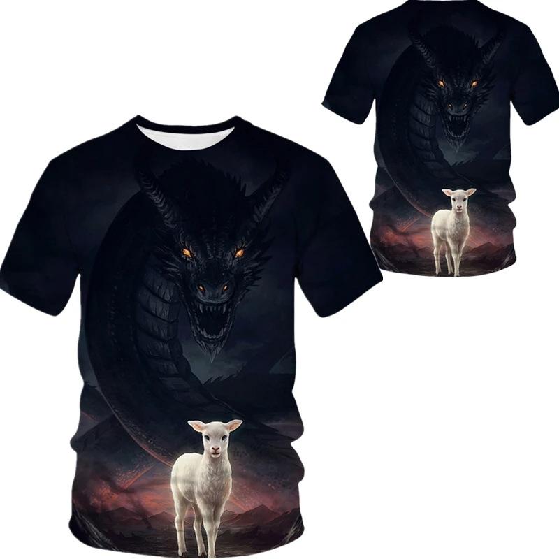 Streetwear 3D Series Men's Tees Casual Outfit Men T Shirt Summer Short Sleeve Animal Printed Tee Shirts