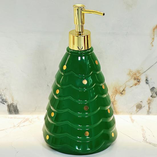 Vánoční dávkovač mýdla plnitelný nepropustný dekorativní pumpičkový dávkovač sváteční vánoční stromek dávkovač mýdla na ruce