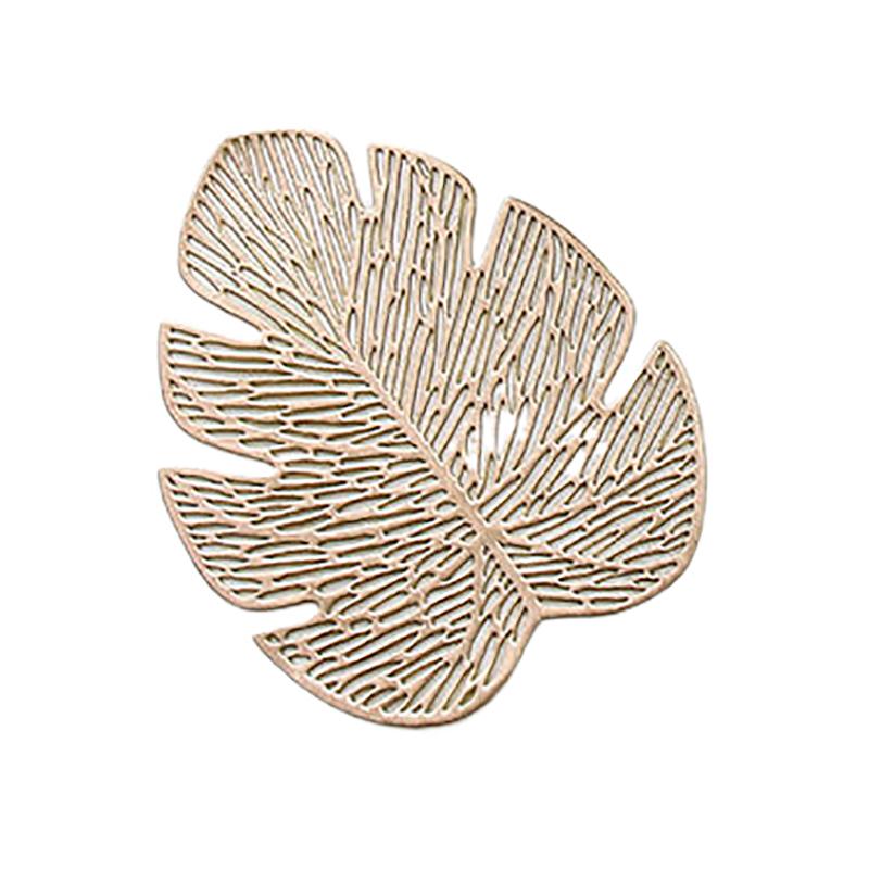 

ПВХ Подставки Форма Листа Монстеры Противоскользящая и Теплоизоляционная Подкладка для Кухонного Стола Настольная Подкладка Золотая Серебряная Подкладка