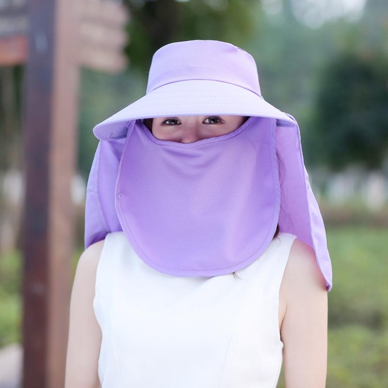 Big Brim Sun Hat Women'S Summer Sunscreen Belt Mask Uv Protection Foldable Electric Vehicle Riding Hat Beach Hat