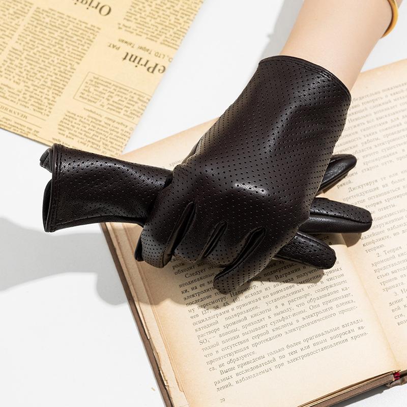 Men's and Women's Sheepskin Genuine Leather Gloves Couple Honeycomb Gloves Simple and Warm In Winter Fashionable for Cycling and Commuting