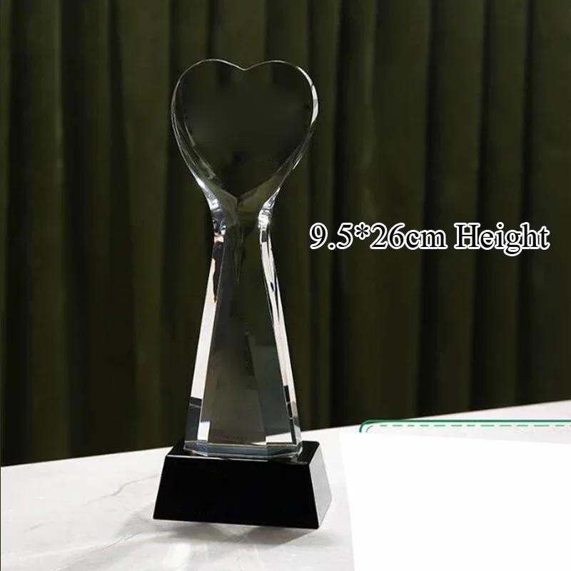 Customized Crystal Trophy Thumb Five Pointed Star Love Trophy Excellent Employee Souvenirs Homedecor Award, Lettering Medal, 1Pc