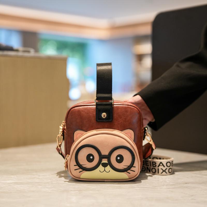 

Women s Cute Cat Lantern Crossbody Shoulder Bag - Niche Design & Fashionable коричневый