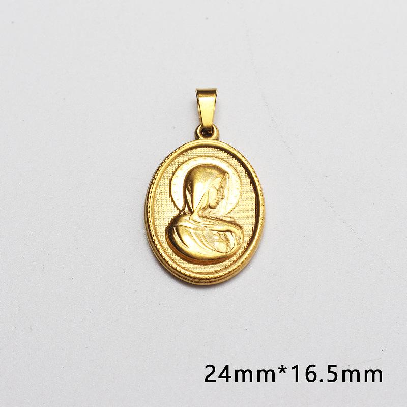 European American Retro Virgin Mary Cross Pendant Stainless Steel Necklace
