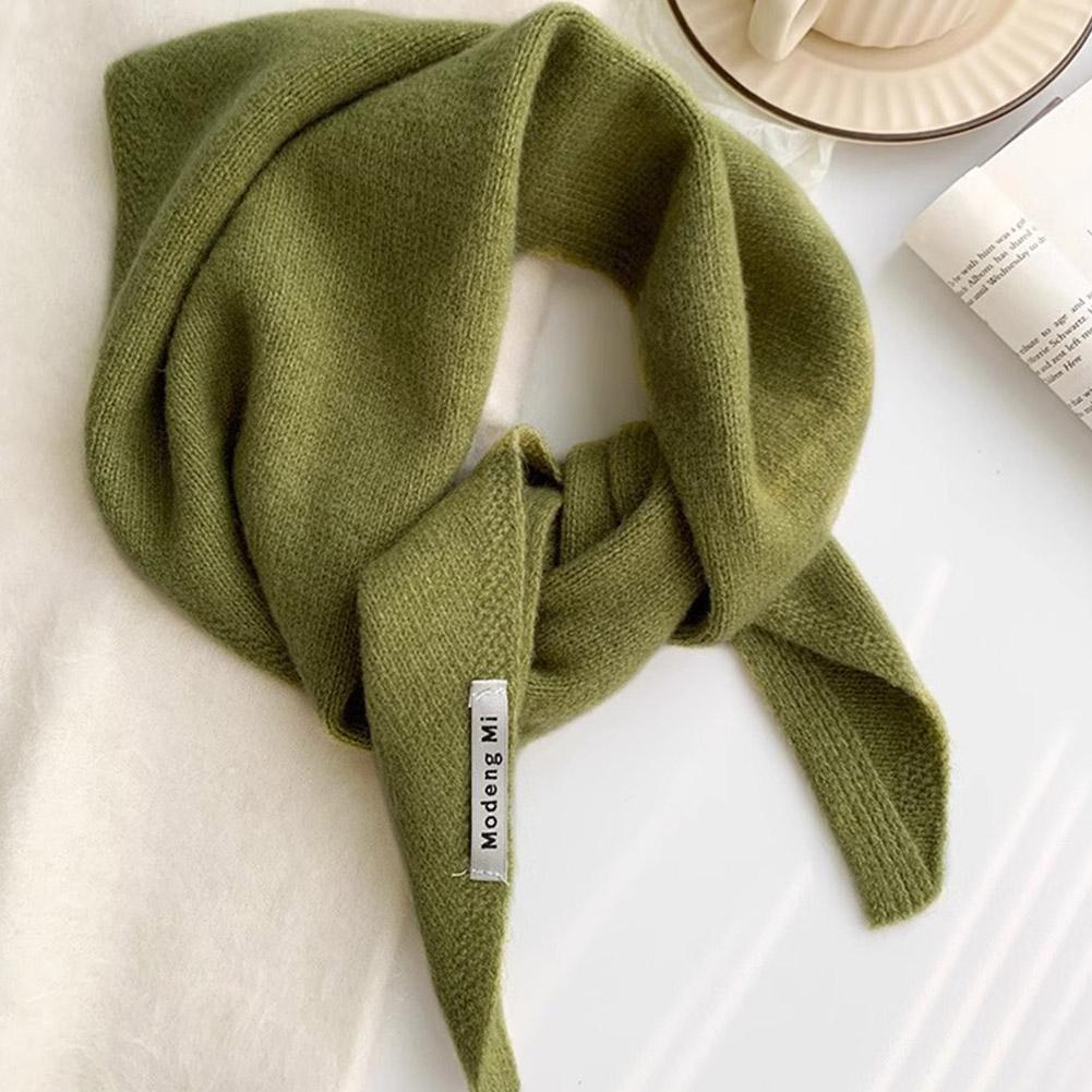 British Korean Style Niche Wool Knitted Triangular Scarf Women Headscarf Knitted Scarf Multi-functional Warm Knitted Scarf