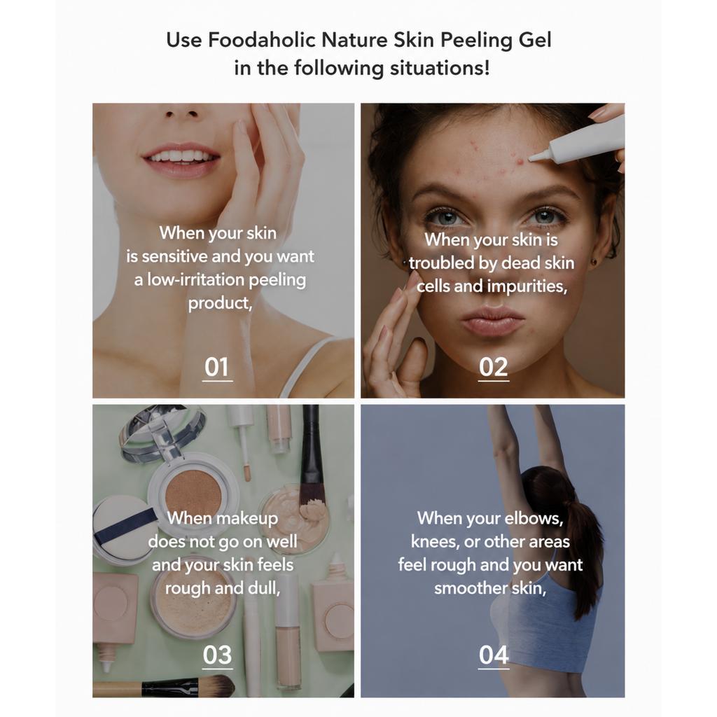 FOODAHOLIC Nature Skin Rice Bran Peeling Gel 150ml – Gentle Exfoliating & Radiance Skin-Smoothing Care