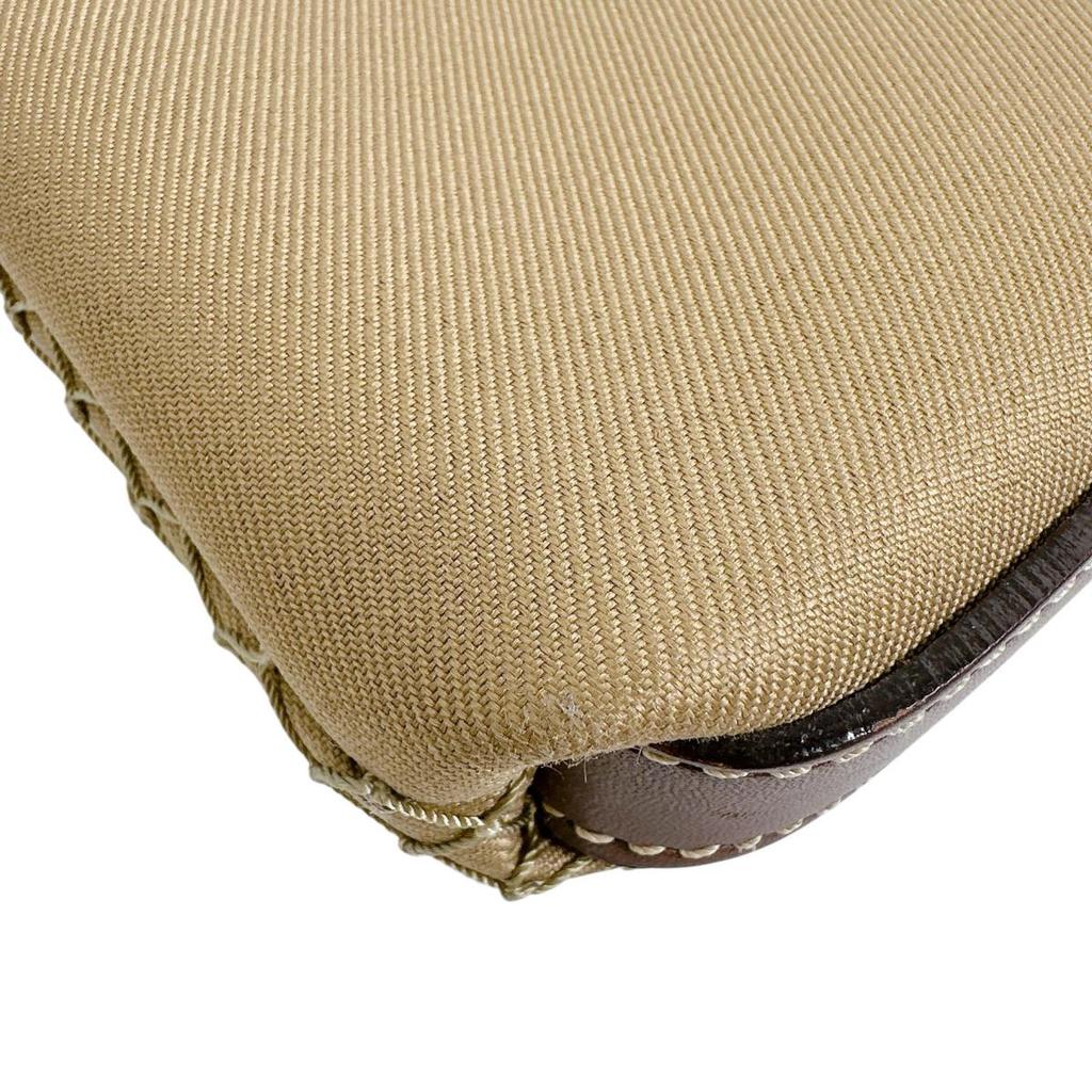 HUNTING WORLD Diagonally hung Shoulder Bag canvas Khaki x Brown unisex Used