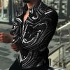 Men Shirt Long Sleeve Turn-down Collar Colorful Print Single-breasted Summer Top Men Clubwear