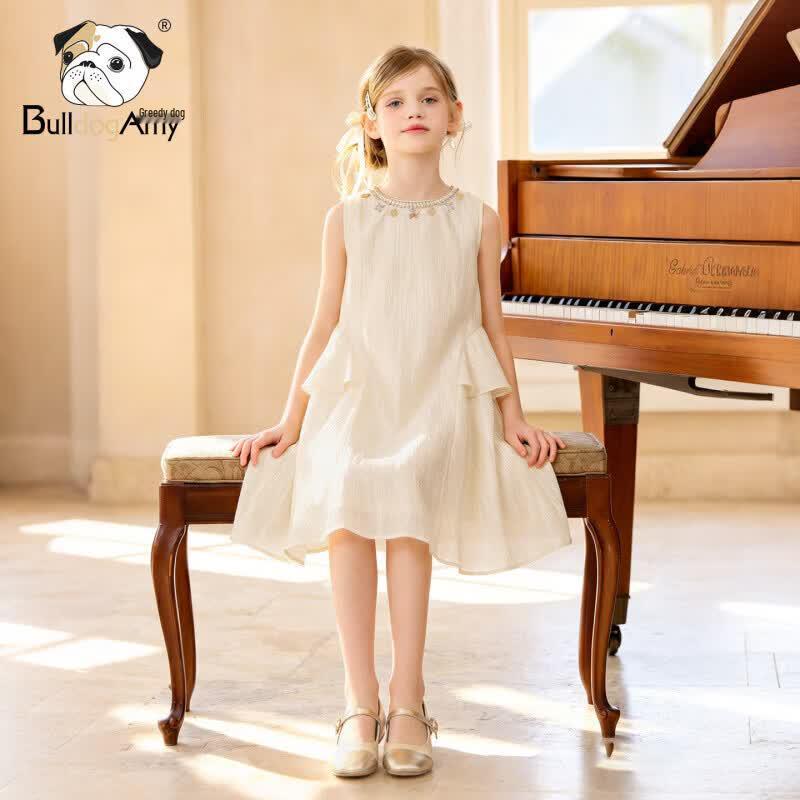 CHANZUIGOU Girls' Iridescent Ruffle Princess Vacation Dress