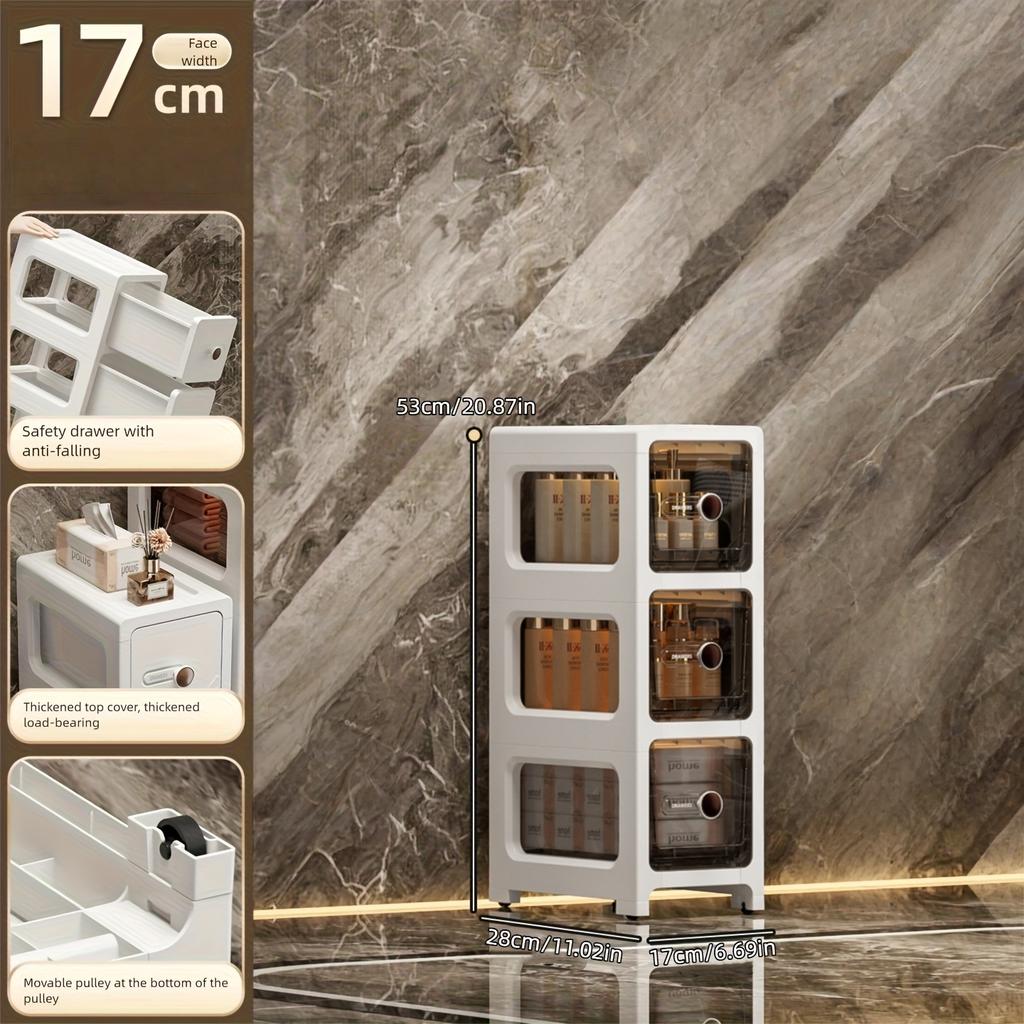 17 Cm Drawer-type Slit Storage Cabinet Ultra-narrow Slit Cabinet for Refrigerator Multi-layer Storage Rack for Bathroom