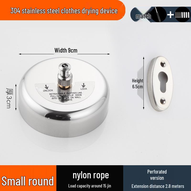 Stainless Steel Retractable Clothesline for Bathroom or Hotel - Invisible, No-Punch Design