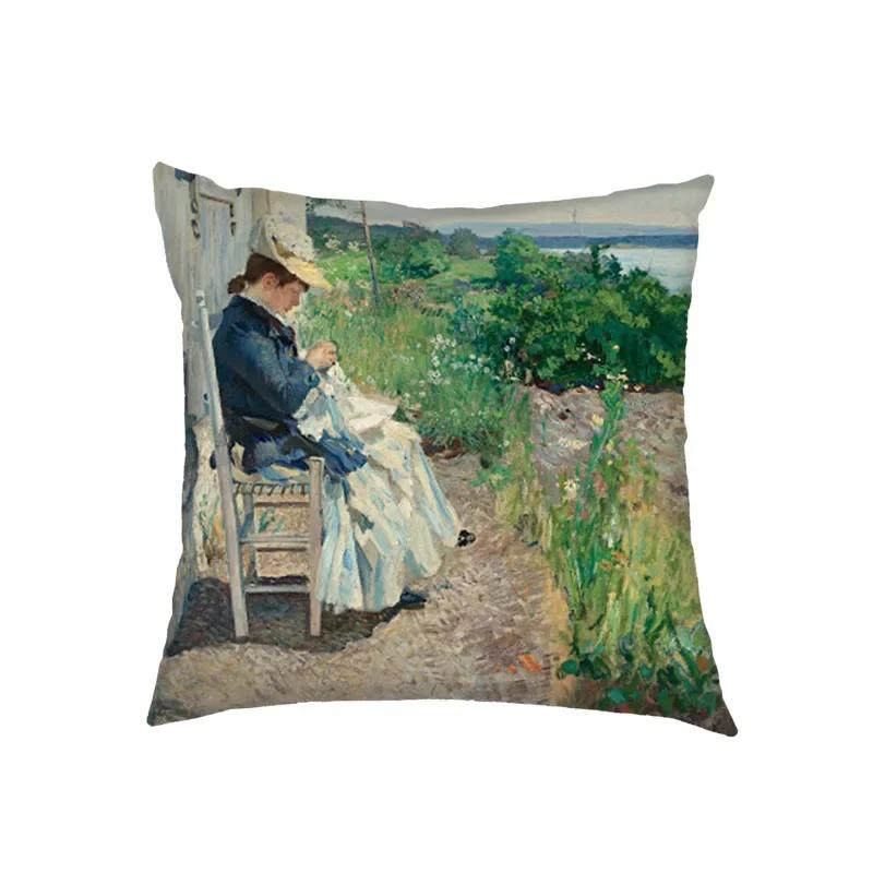 Ölgemälde Kuss von Gustav Klimt Kissenbezug Van Gogh Sternennacht Leinen Kissenbezug Sofa Dekokissenbezüge für Wohnzimmerdekor