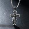 Vintage Stainless Steel Jesus Cross Pendant Necklace Men Biker Amulet Cross Orthodox Chain Necklace Jewelry Gift