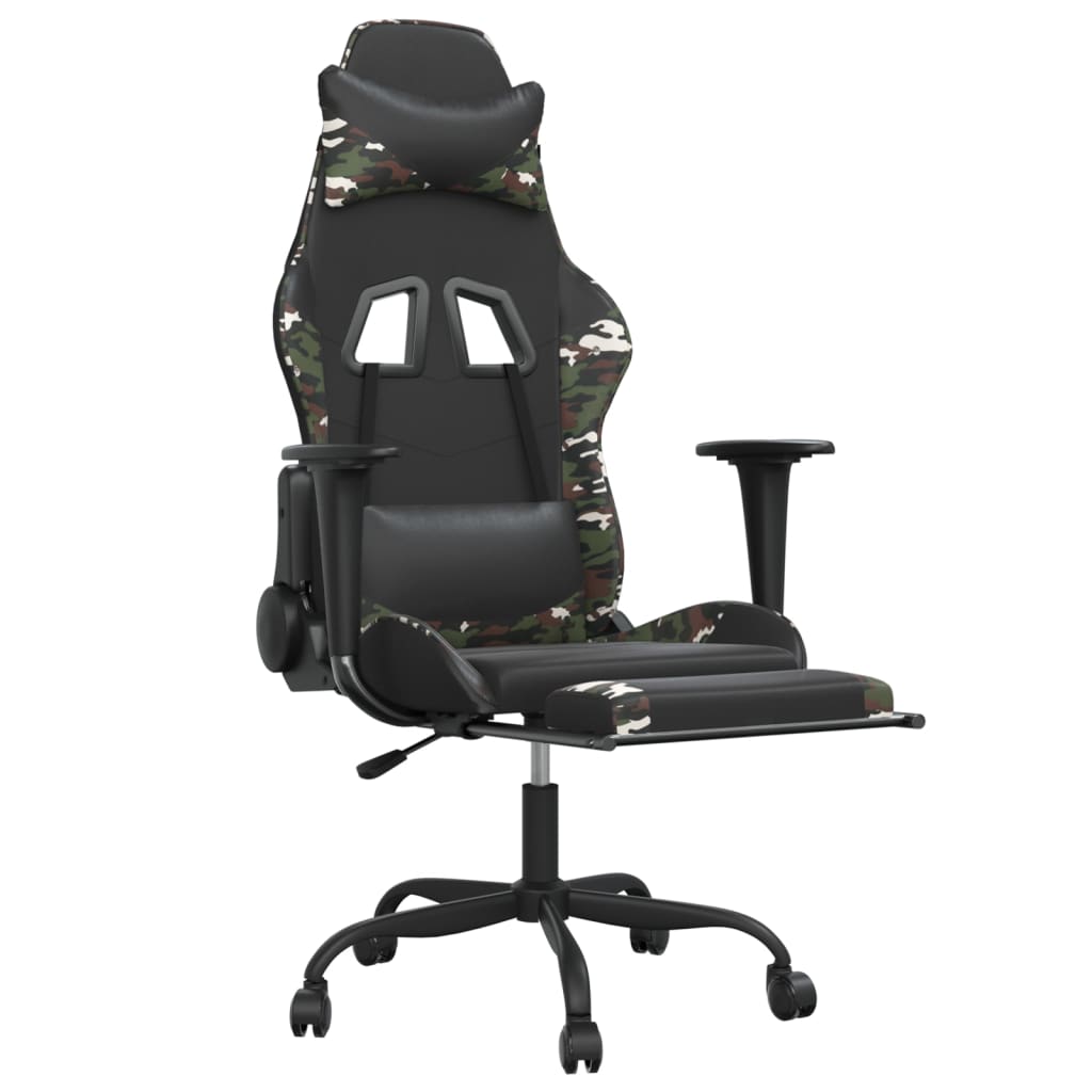 Gaming Chair with Footrest Black and Camouflage PU Leather