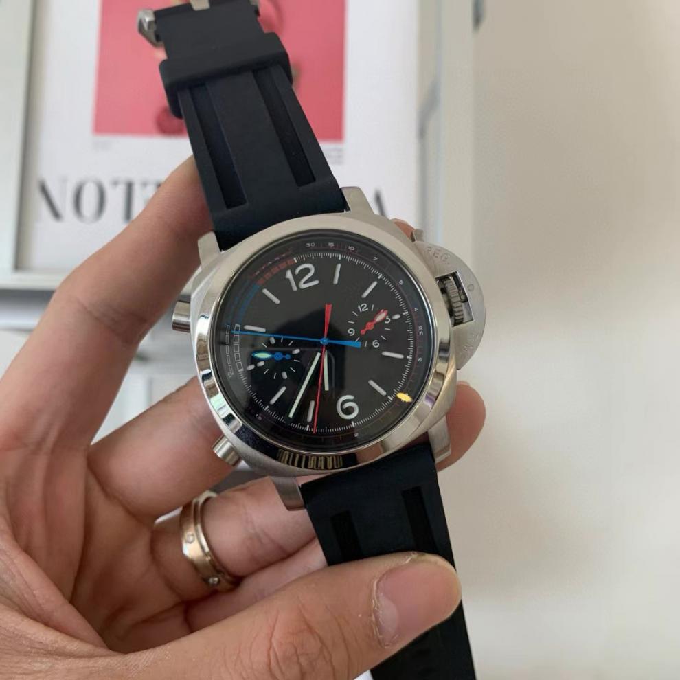 Herren Multifunktions-Automatik-Uhr mit Lederarmband