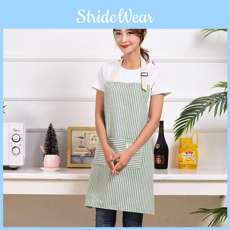 Striped Cotton Linen Apron Household Tasks Breathable Kitchens Dining Apron