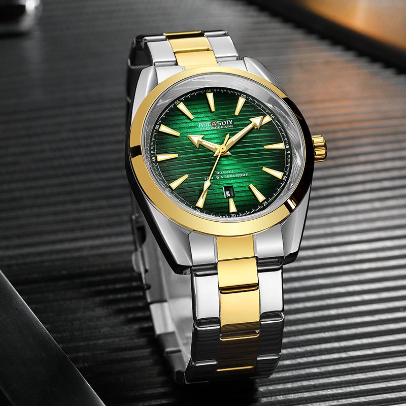 Mens Watches Stainless Steel Belt Quartz Wrist Watch Man Business Watch Calendar Date Luminous Male Casual Bracelet Clock