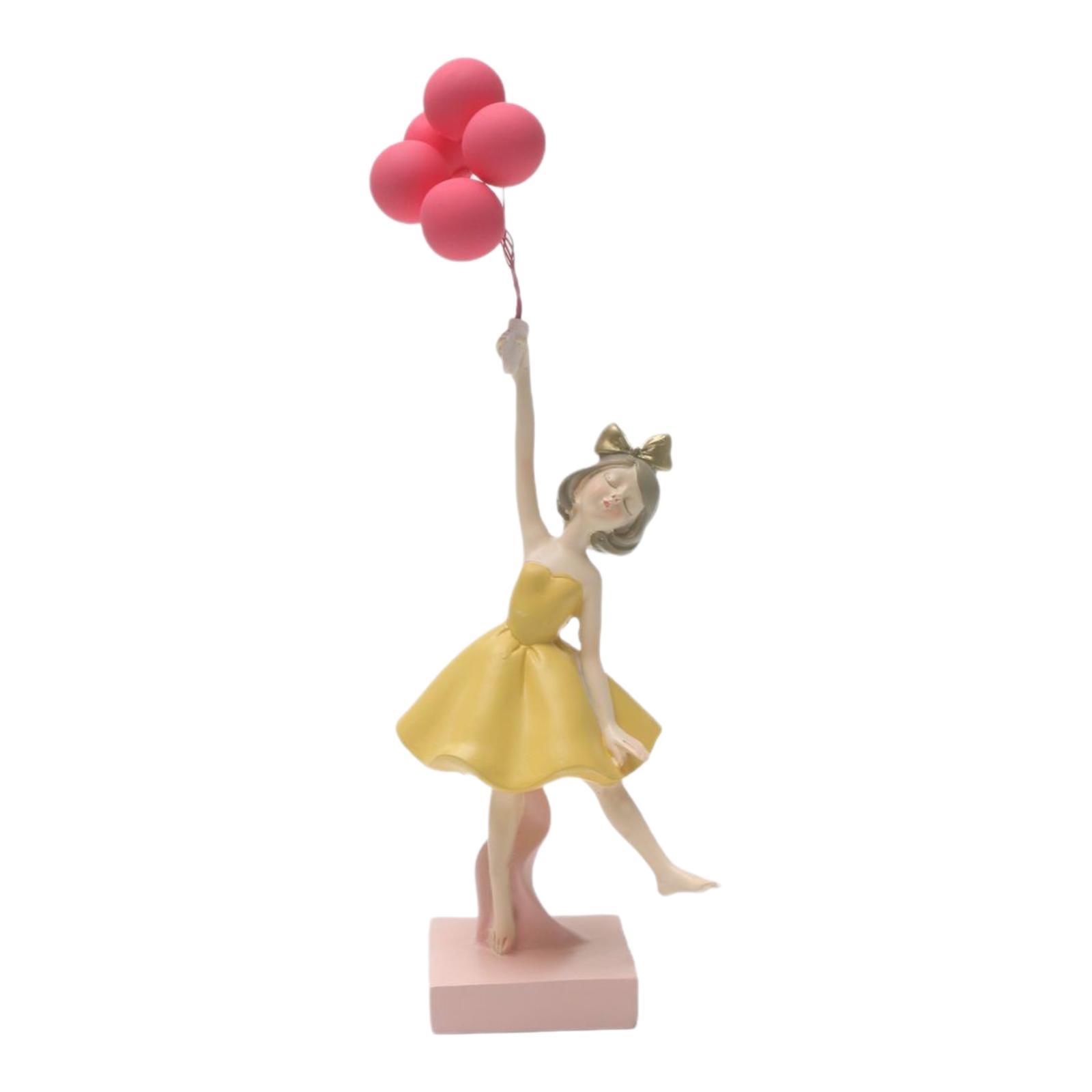 

Girl Holding Balloon Statue Resin Figurine Collection Ornament for Office