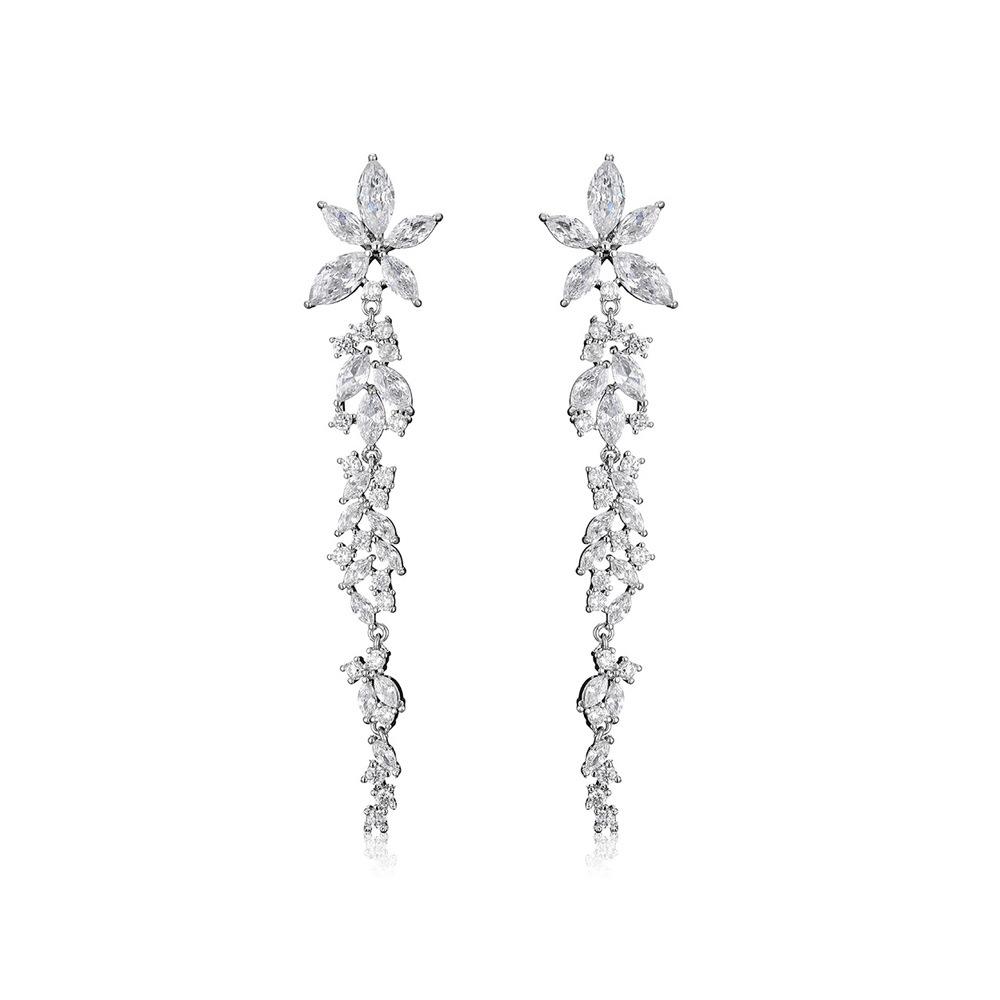 Silver Needle Elegant Diamond-encrusted Long Fringed Earrings Niche Temperament Versatile Earrings Simple Light Luxury High-end Earrings Women