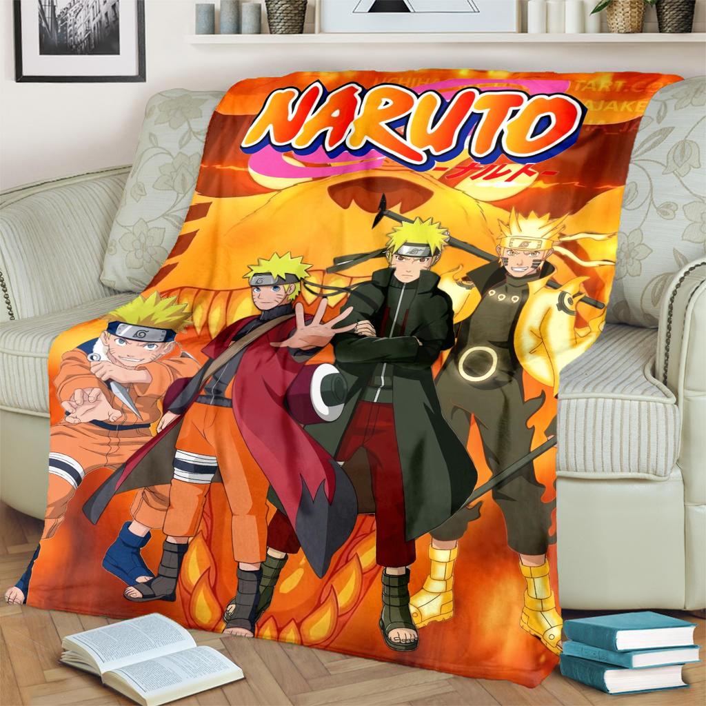 Anime-Naruto Print Blanket Warm Comfortable Flannel Blanket for Bedrooms, Sofas, Beds, Chairs, Picnics, Travel -LXR57