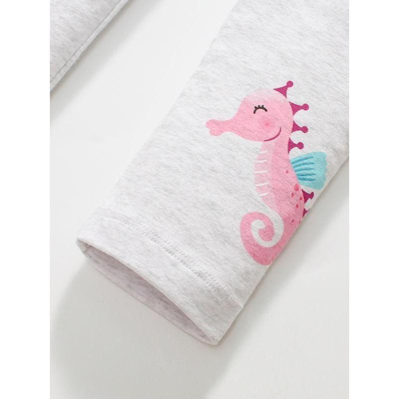 European and American Cute Girl Mermaid Short Sleeve Suit Baby Pure Cotton Leggings Two-piece Set Kids Summer Half Sleeve