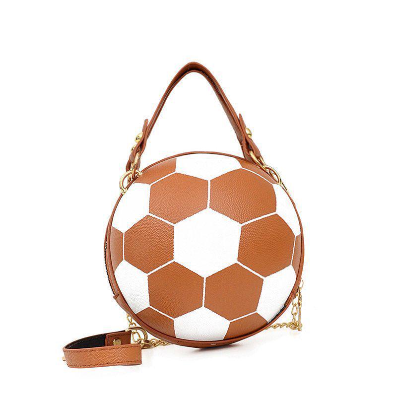 Brown Basketball Round Crossbody Chain Handbag for Women - Autumn/Winter Fashion